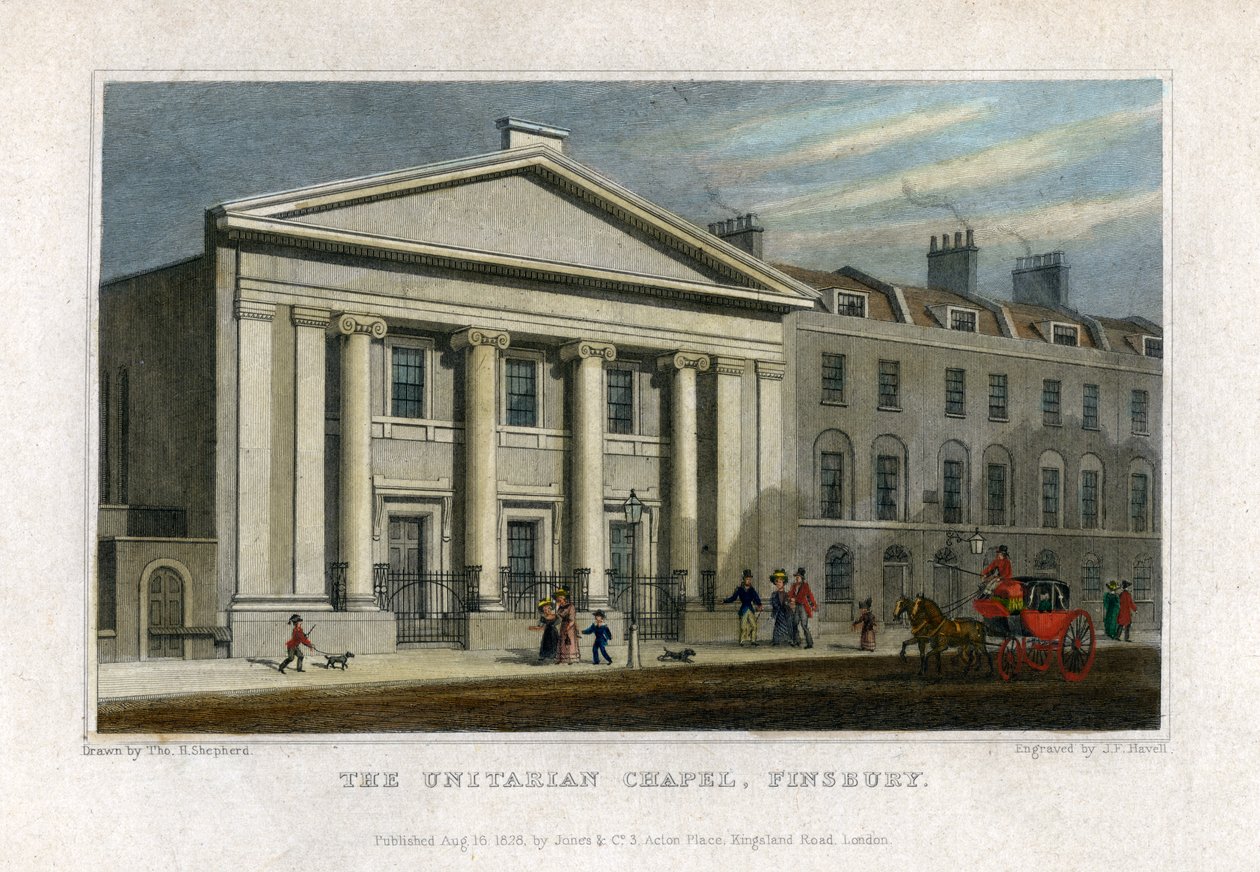 La chapelle unitarienne, Finsbury, Londres, 1828 - Frederick James Havell