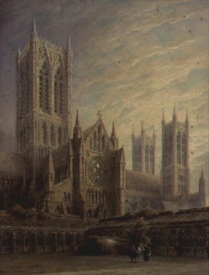 Cathédrale de Lincoln depuis les cloîtres, 19ème siècle - Frederick Mackenzie