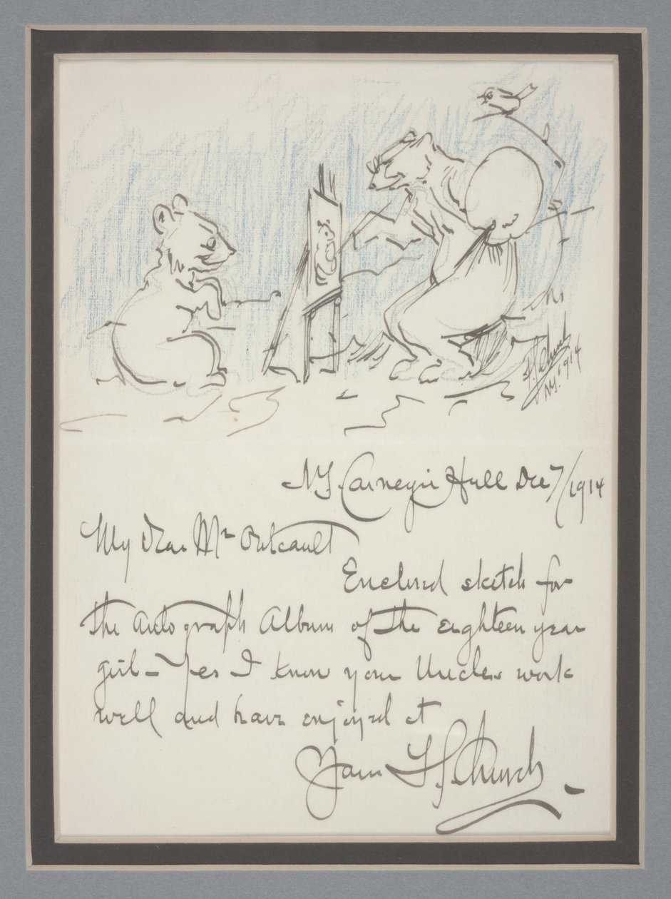 Lettre autographe avec croquis - Frederick Stuart Church