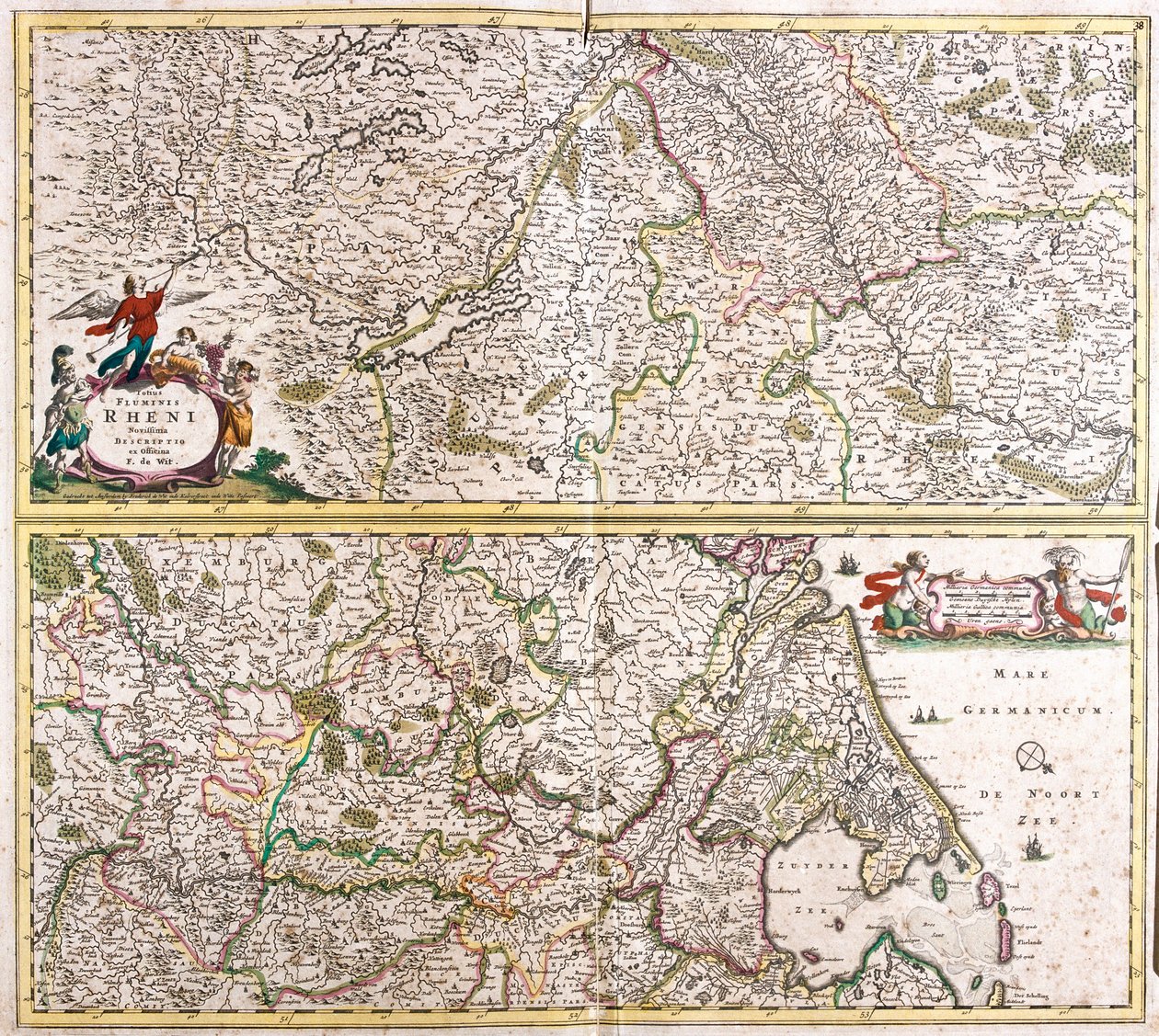 Carte de la Rhénanie, Allemagne - Frederick de Wit
