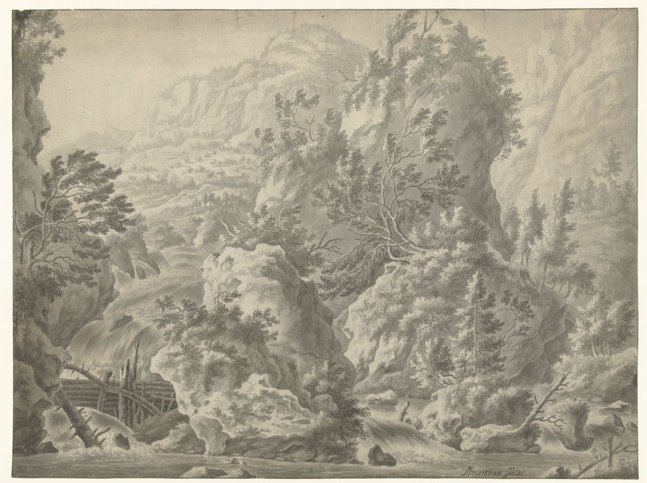 Paysage montagneux avec cascade - Frederik de Moucheron