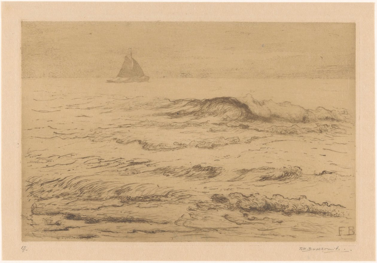 Voilier en mer - Frederika Henriëtte Broeksmit (signed by artist)