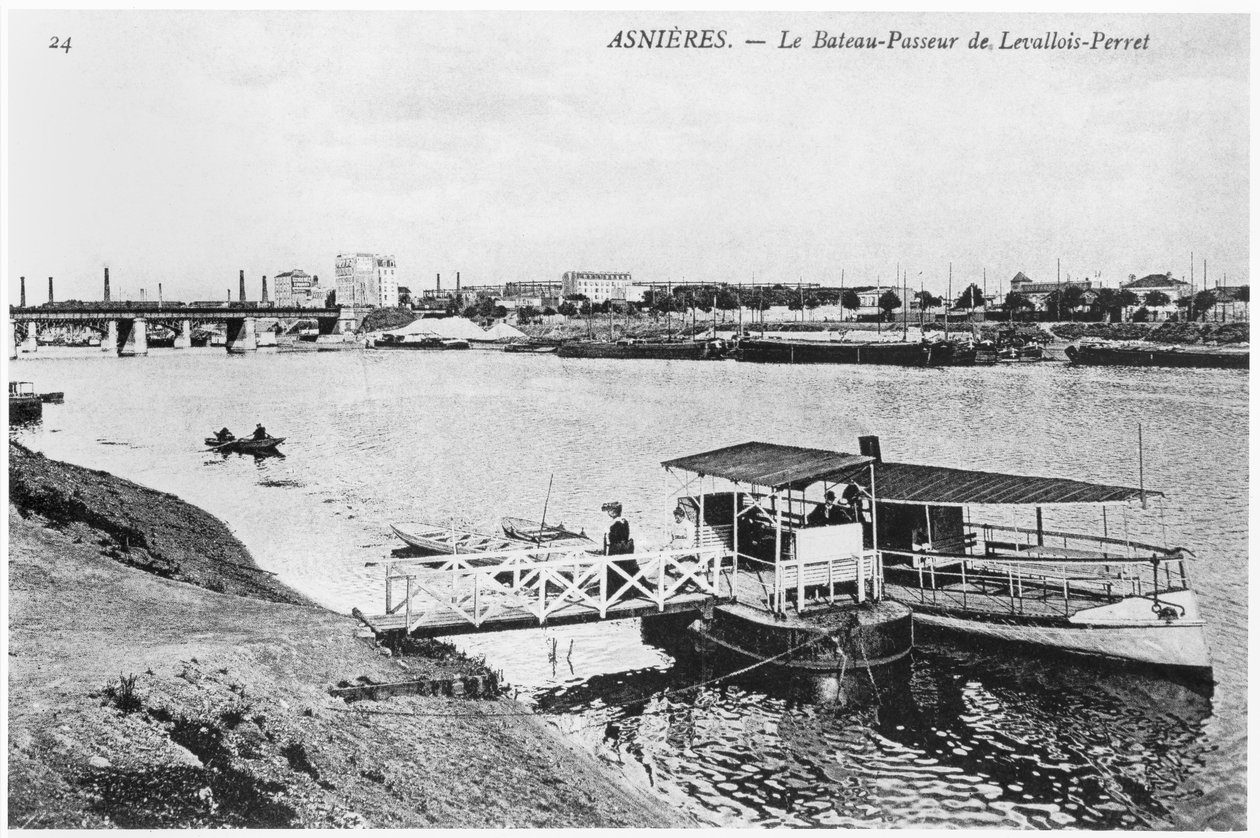 Asnières, le bac à Levallois-Perret, vers 1900 - French Photographer