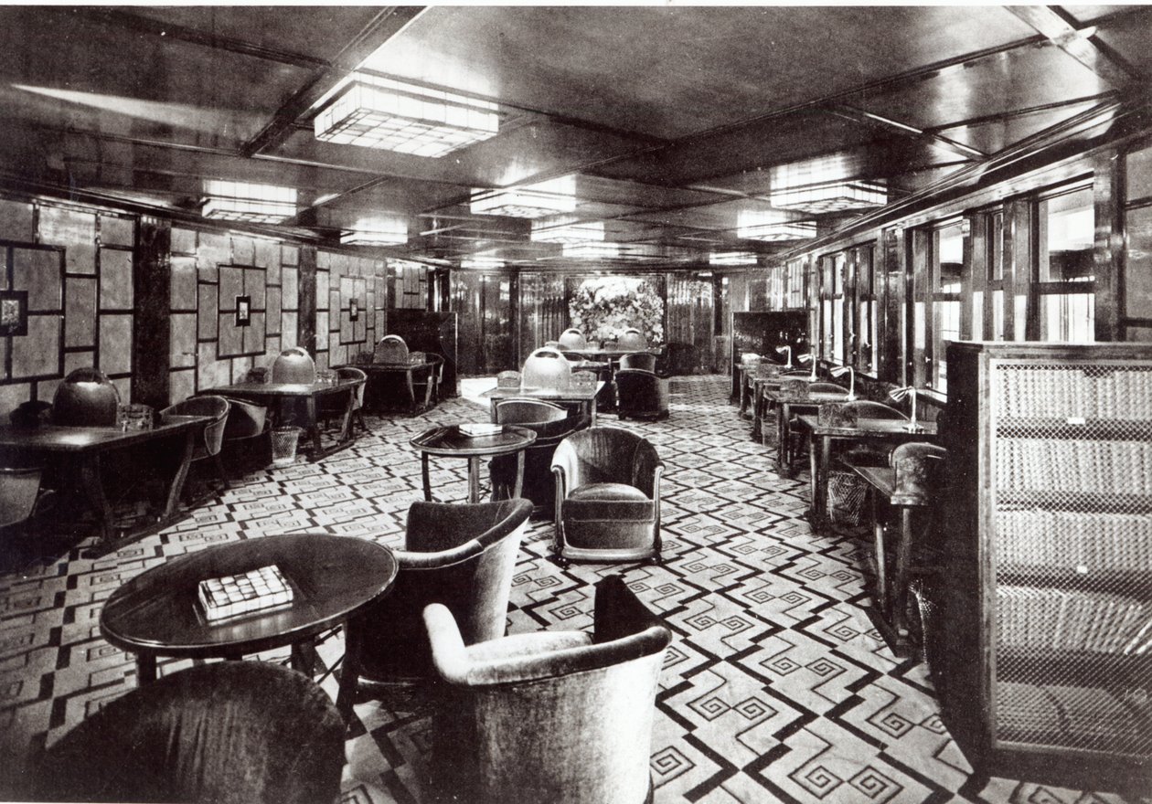 Salle de lecture du paquebot Île de France, 1926 - French Photographer