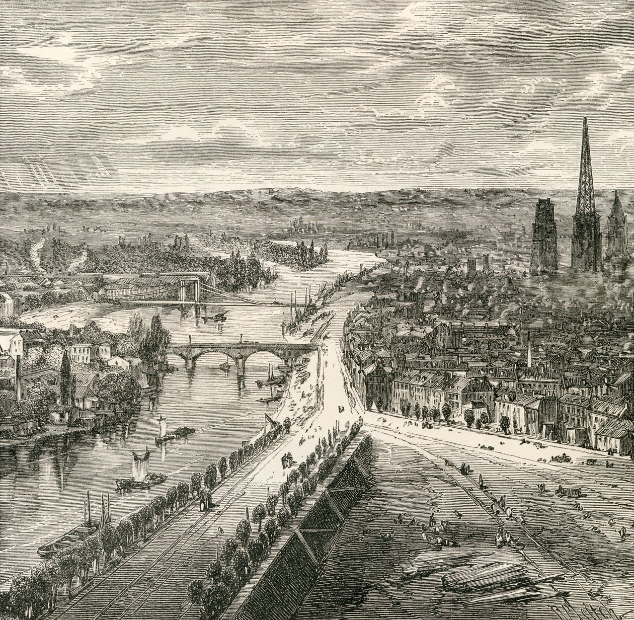 Vue de Rouen, Normandie, au XIXe siècle, de 