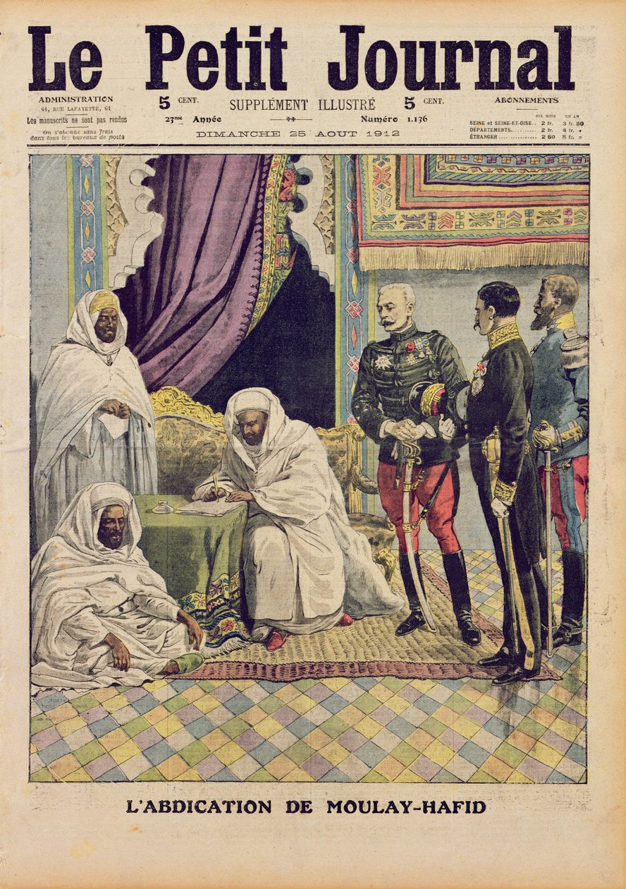 Abdication de Moulay-Hafid, sultan du Maroc, illustration de couverture de 