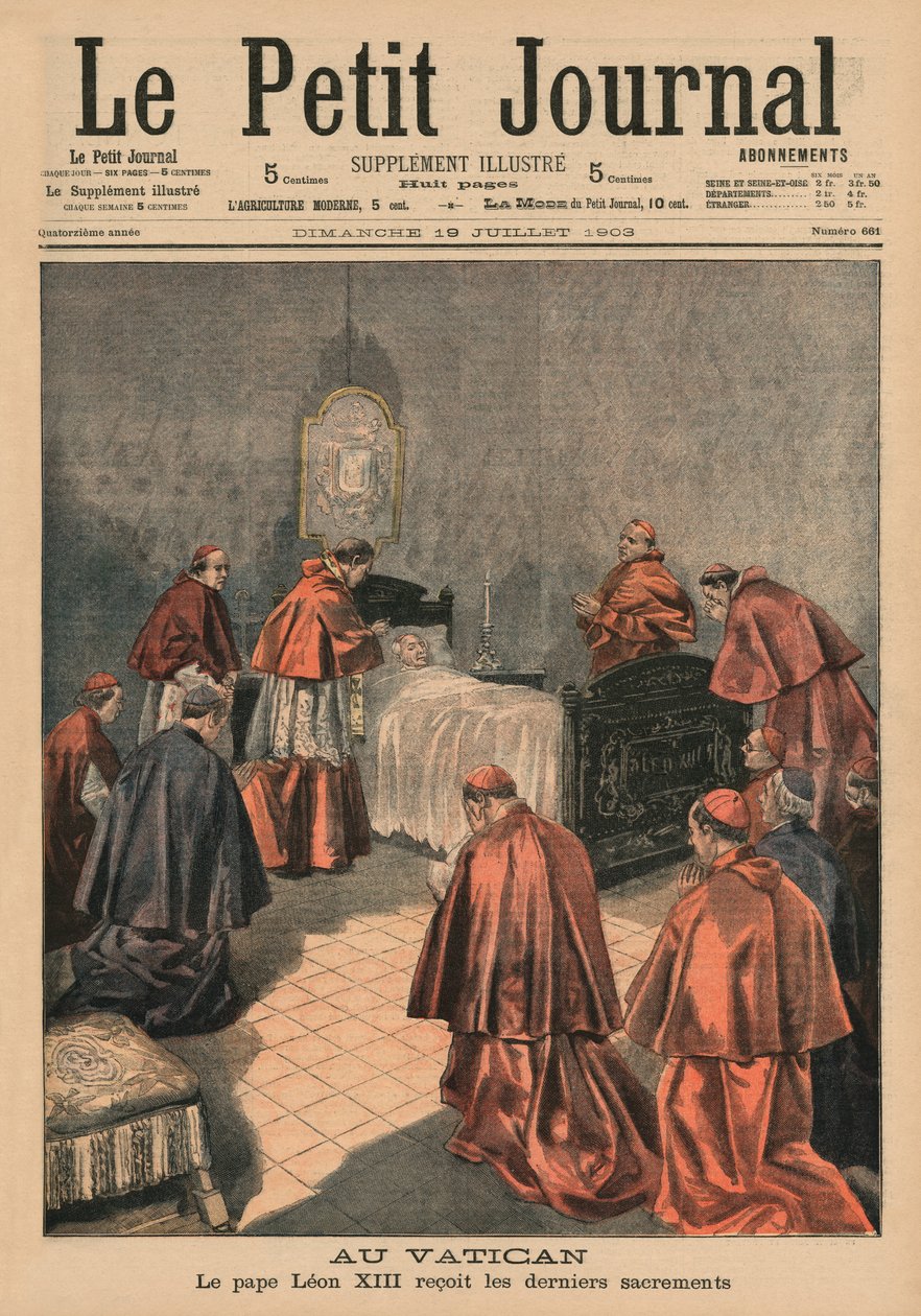 Au Vatican, le pape Léon XIII recevant les derniers sacrements, illustration de couverture de 