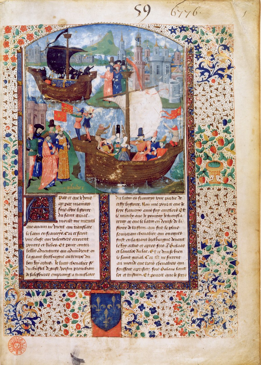 B.N.Ms. Fr 103 f.1 Tristan et Iseult quittent l
