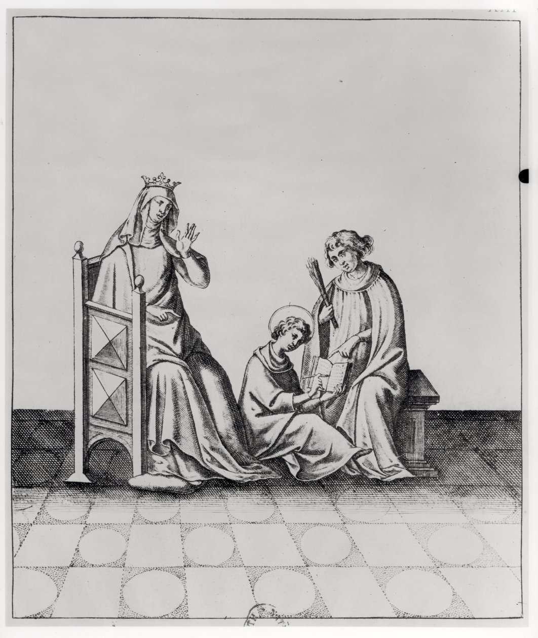 Blanche de Castille (1188-1252) Reine de France et son fils Louis à ses études - French School