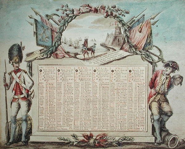 Calendrier pour 1780 - French School