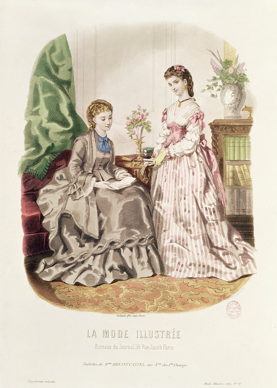 Planche de mode montrant des robes de bal, illustration de 