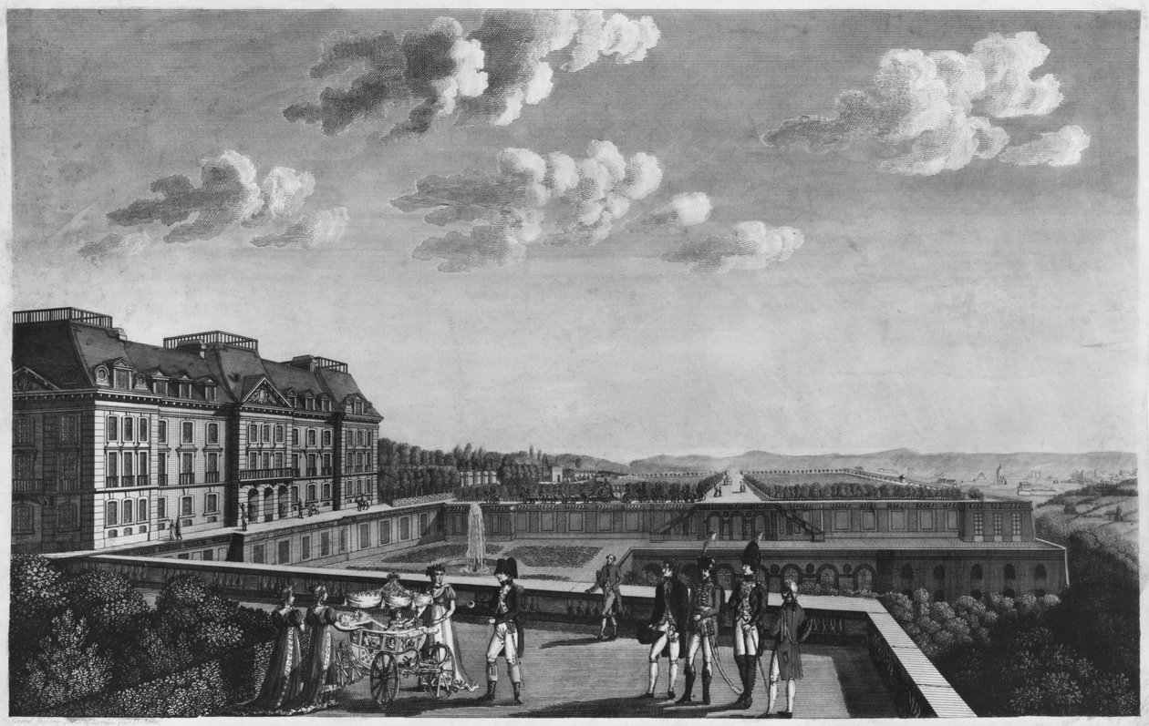 Premiers pas du Roi de Rome sur la terrasse de Saint-Cloud, gravé par Dubois - French School