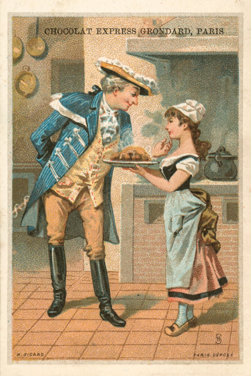 Homme et fille de cuisine - French School