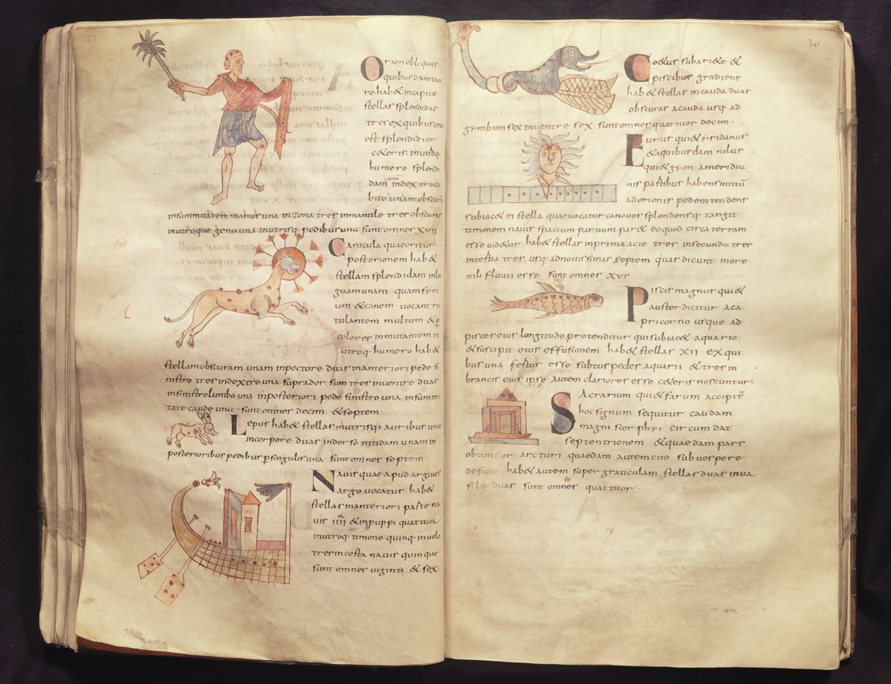 Ms 422 Fol.29 et 30 Chemin de la lune à travers les constellations, de 