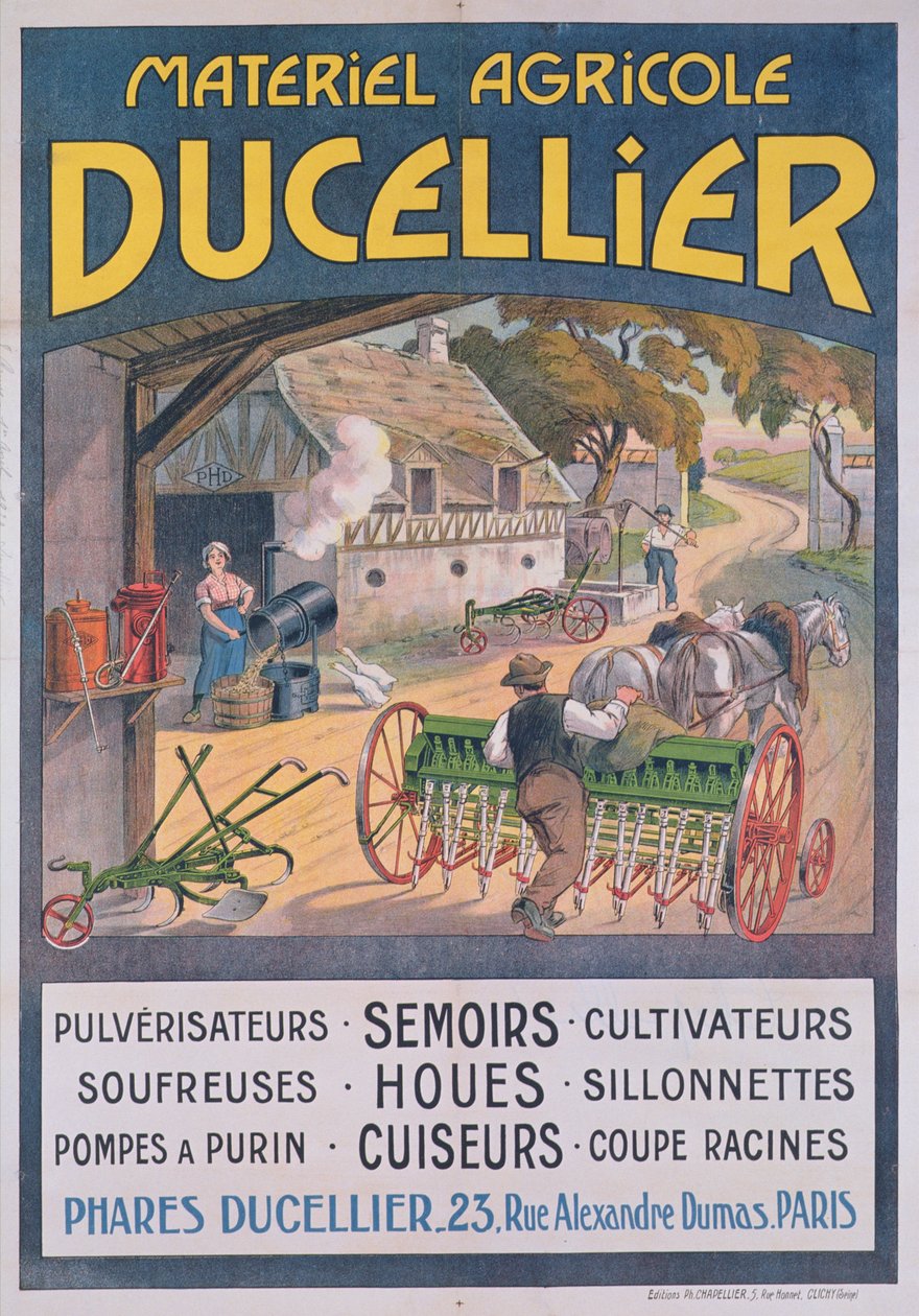 Affiche publicitaire pour le matériel agricole Ducellier, 1920 - French School