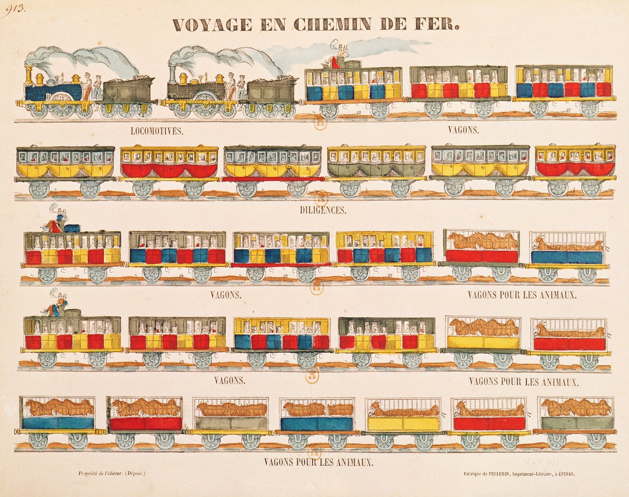 Voyage en train en 1845 (détail) - French School