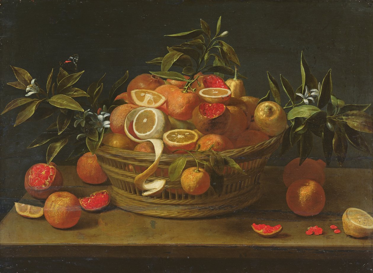 Nature morte avec citron, orange et grenade - French School