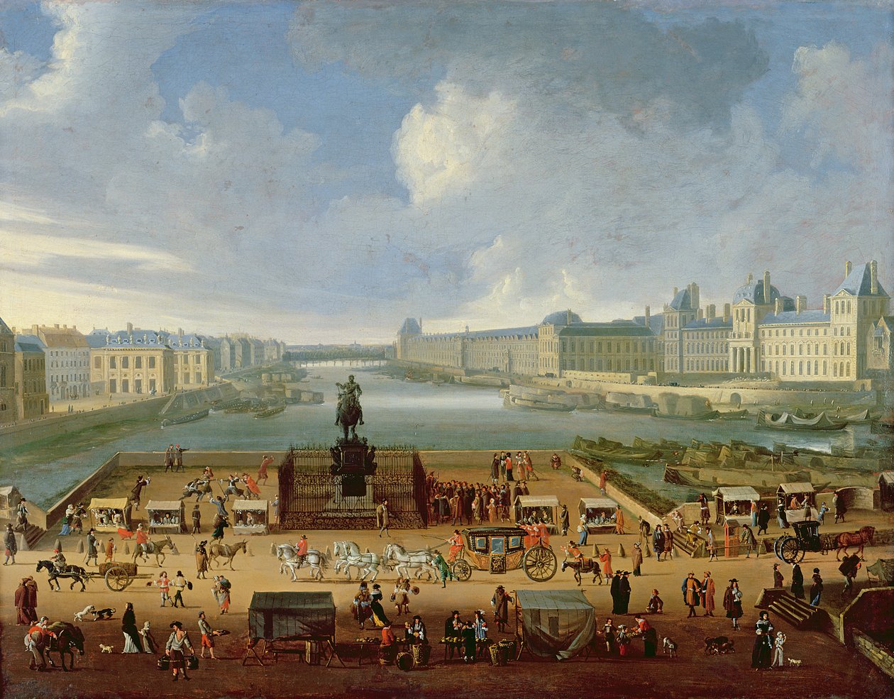 La Seine, le Louvre et le Collège des Quatre Nations vus du Pont Neuf, c.1665-70 - French School