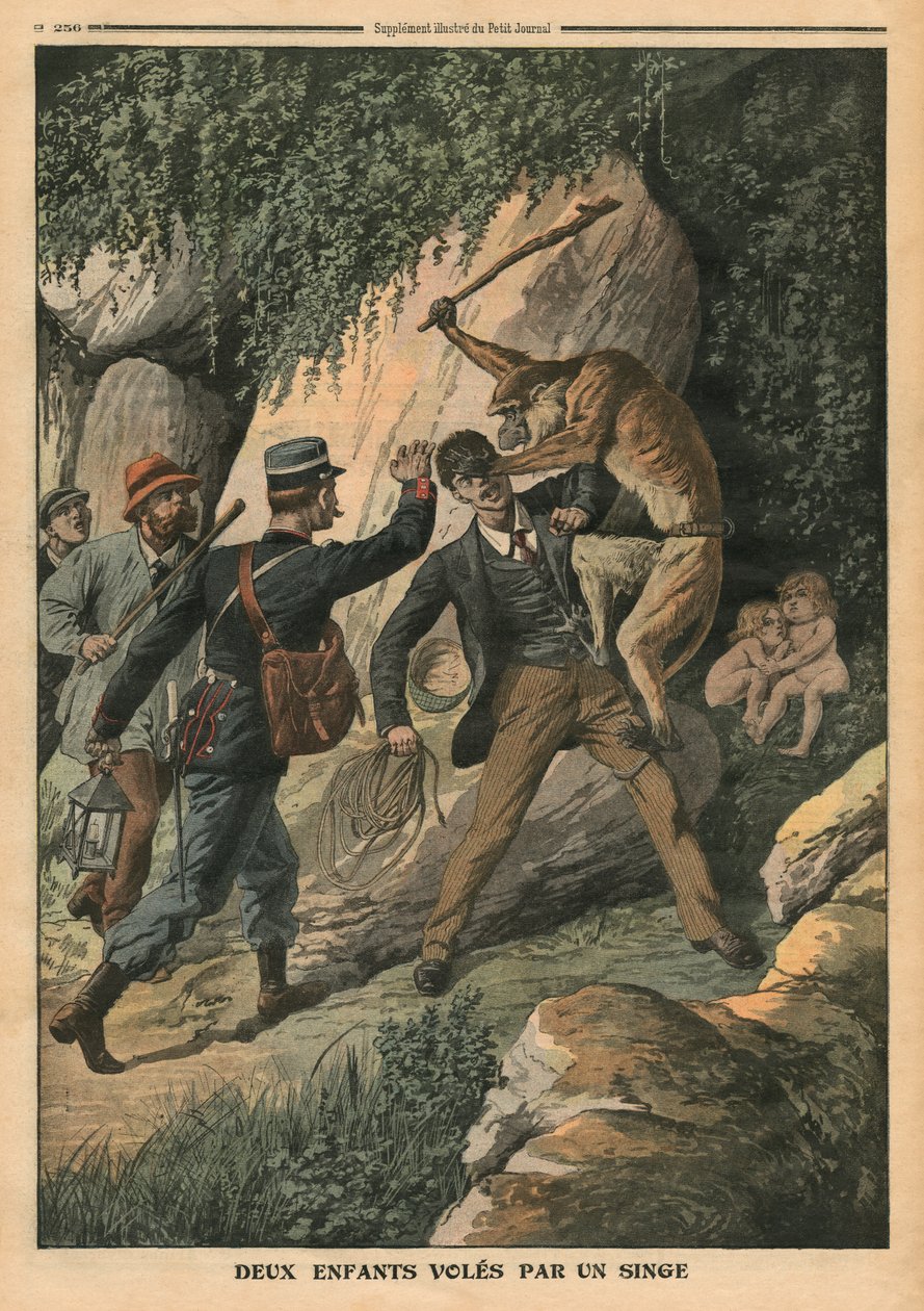 Deux enfants volés par une femelle singe, illustration de 
