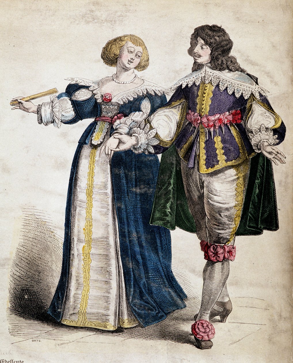 Un couple de nobles, sous Louis XIII - French School