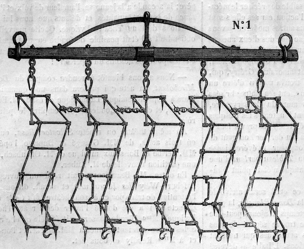 Machine agricole : une herse articulée - French School