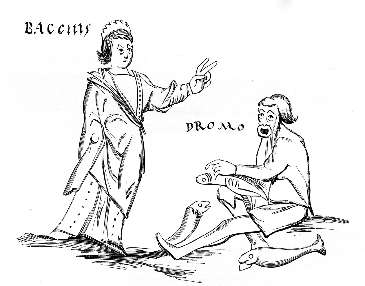 Bacchis et le pêcheur - French School