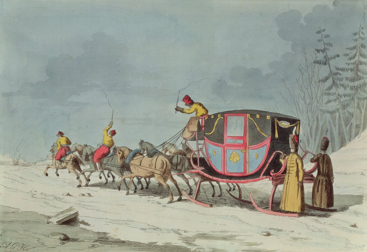 Carrosse sur traîneaux - French School