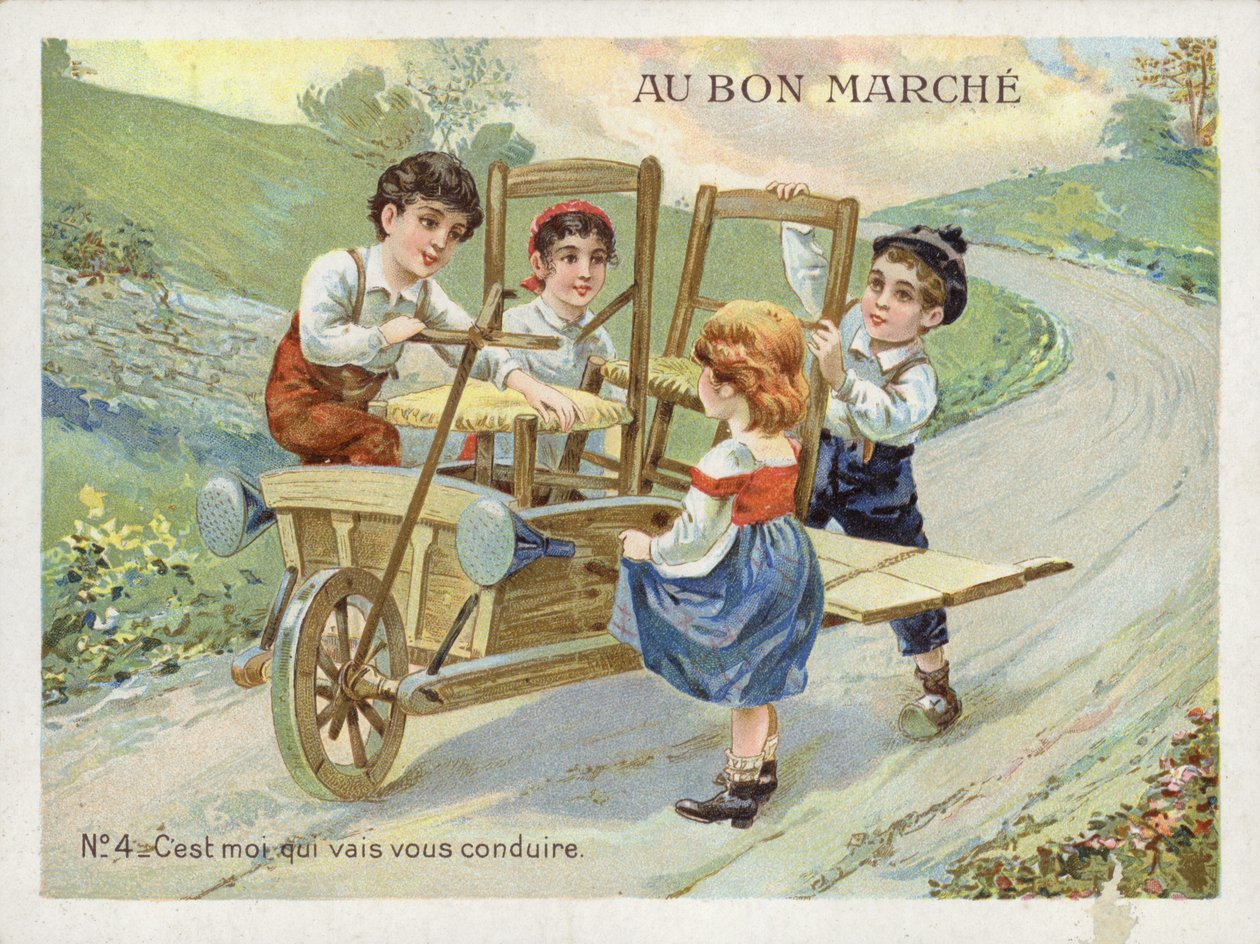 Enfants transformant une brouette en véhicule - French School