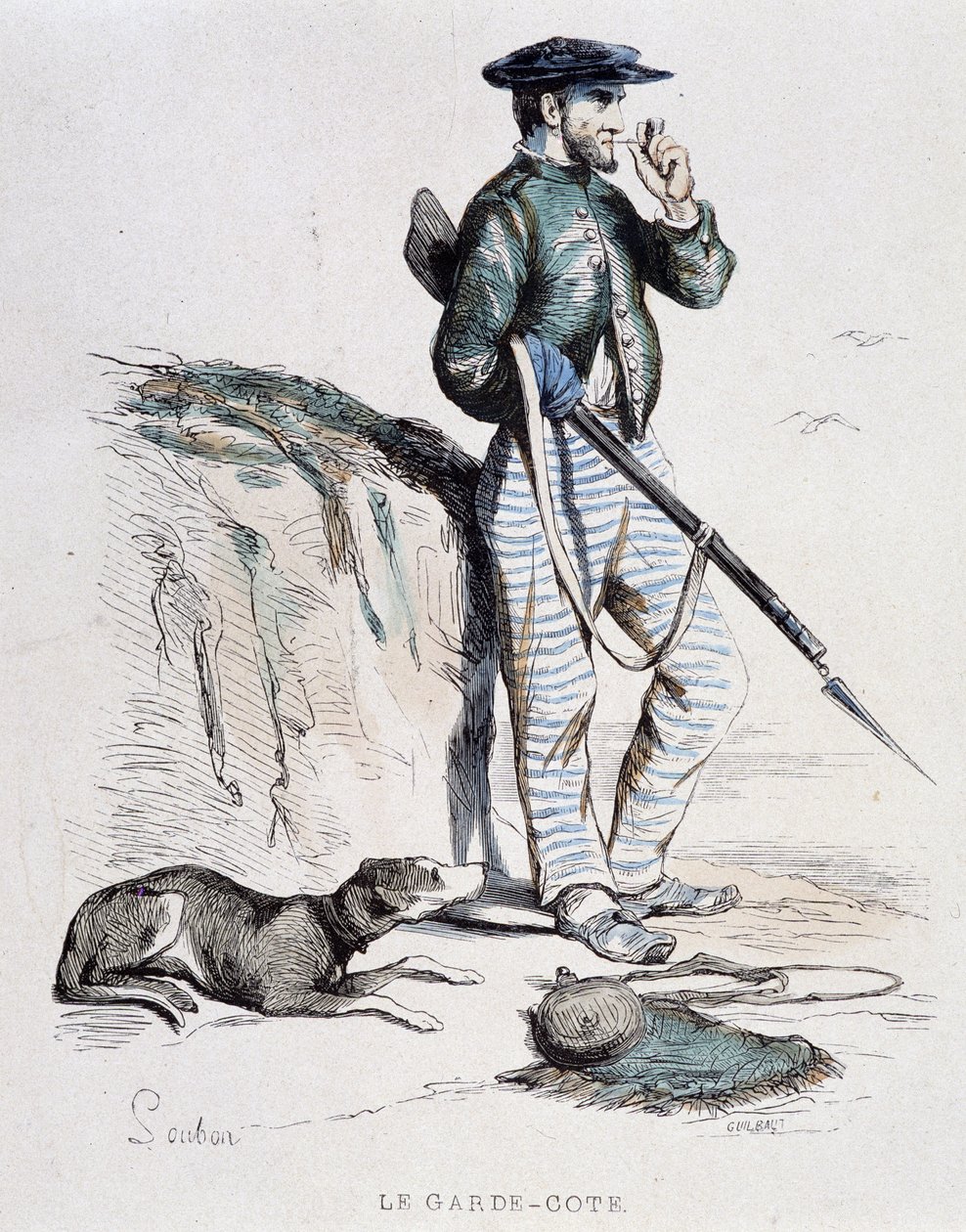 Garde-côte XIXe siècle par Soubon - French School
