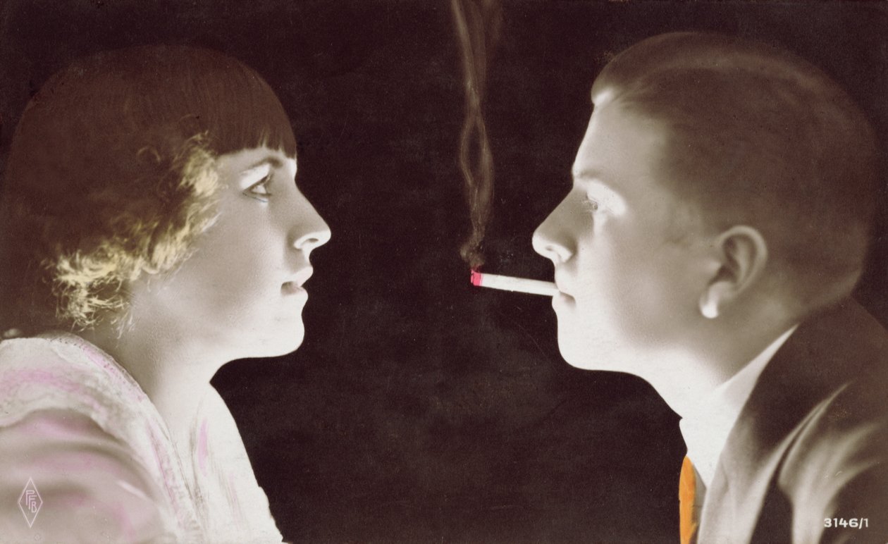 Couple avec une cigarette, 1917 - French School