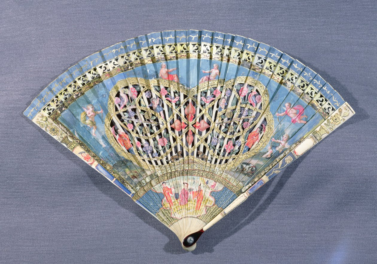 Éventail avec des cupidons, XVIIe siècle - French School
