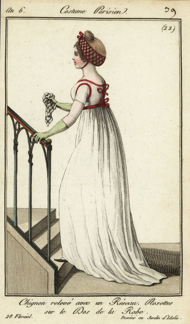 Femme à la mode dans un jardin de plaisance - French School