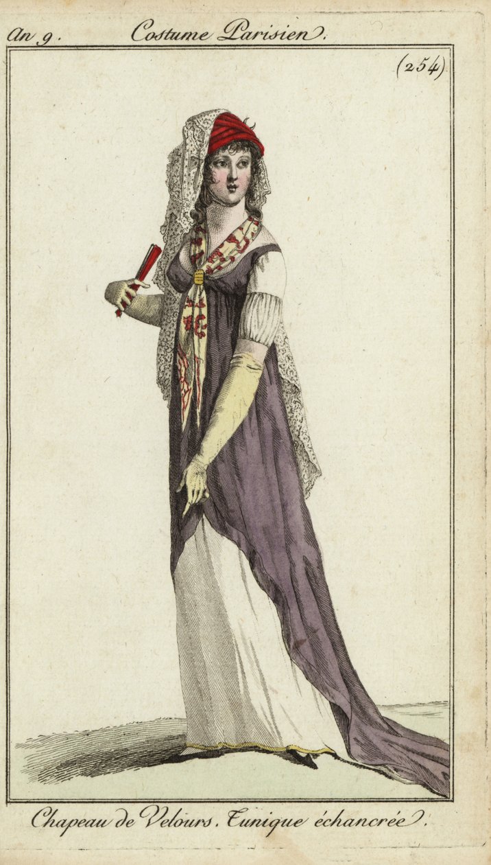 Femme à la mode avec un éventail - French School