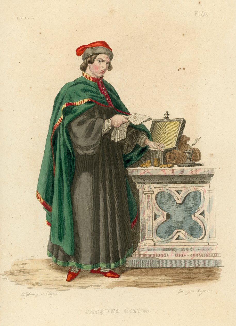 Jacques Cœur (gravure en couleur) - French School