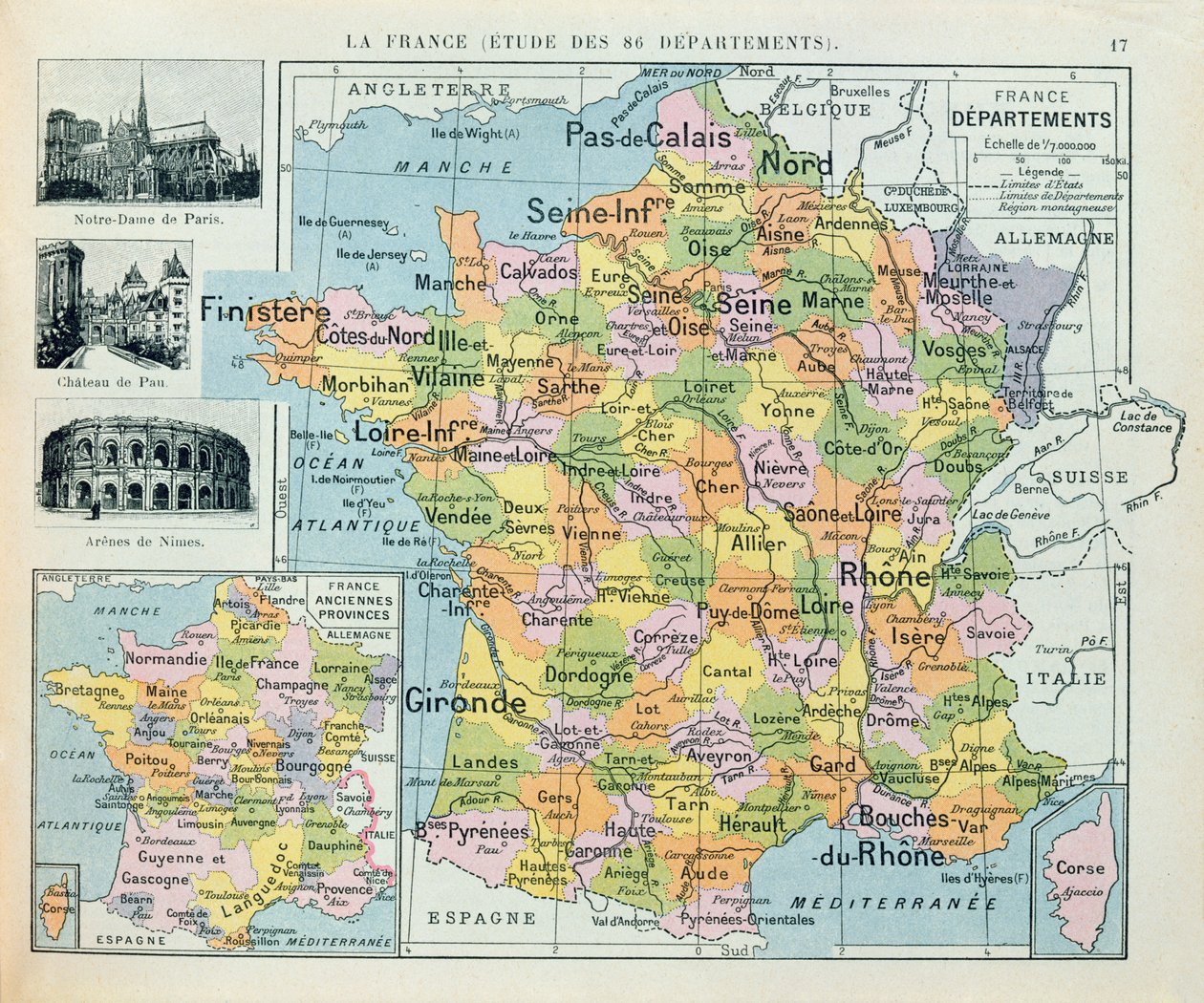 Carte de France, vers 1914 - French School