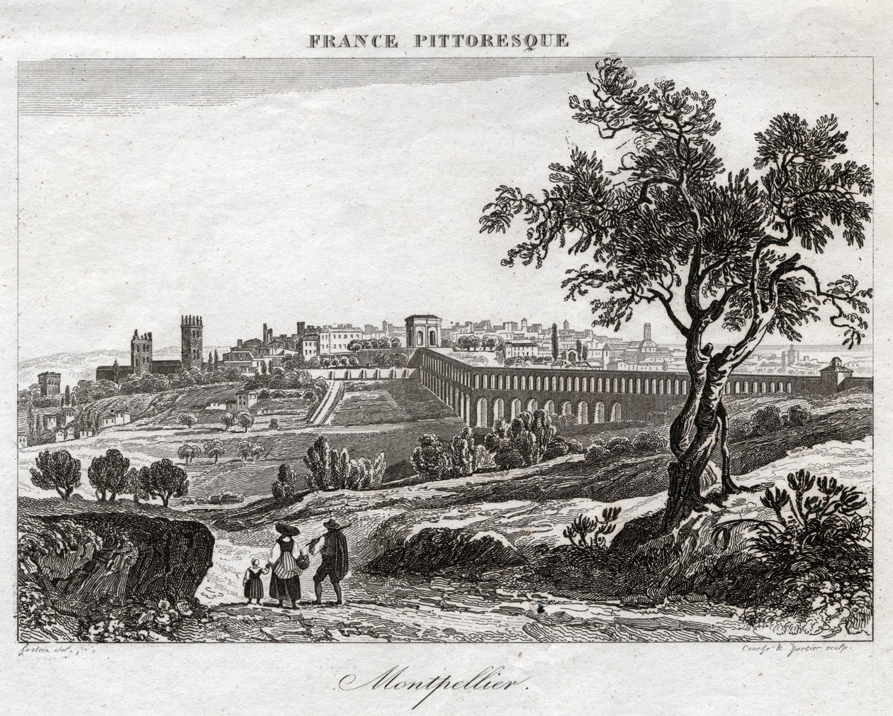 Montpellier (gravure, vers 1850) - French School