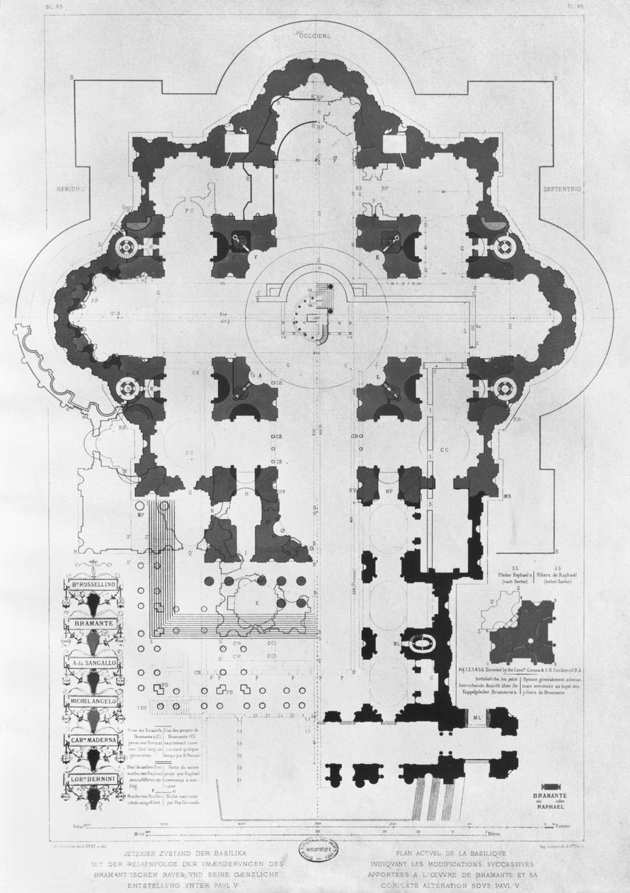 Plan de la basilique Saint-Pierre - French School