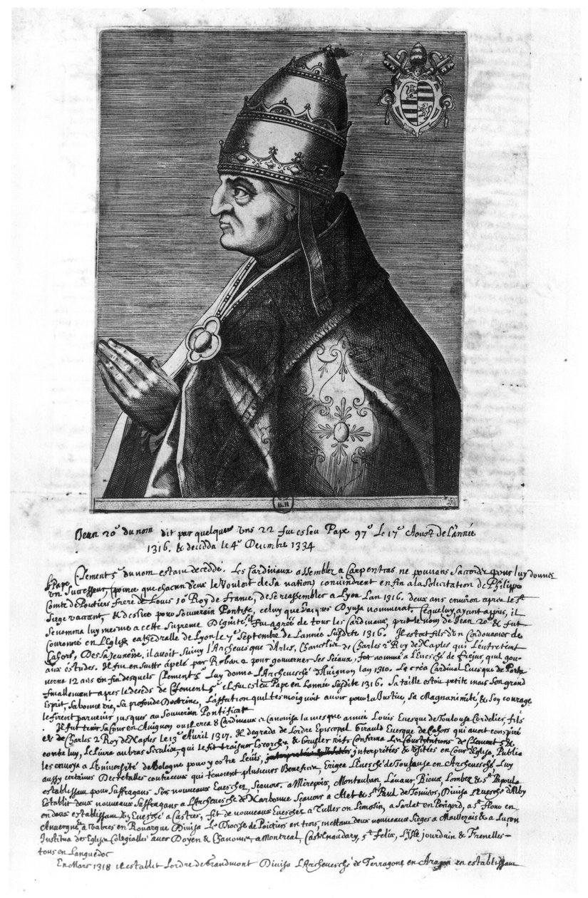 Portrait du Pape Jean XXII (1244-1334) - French School