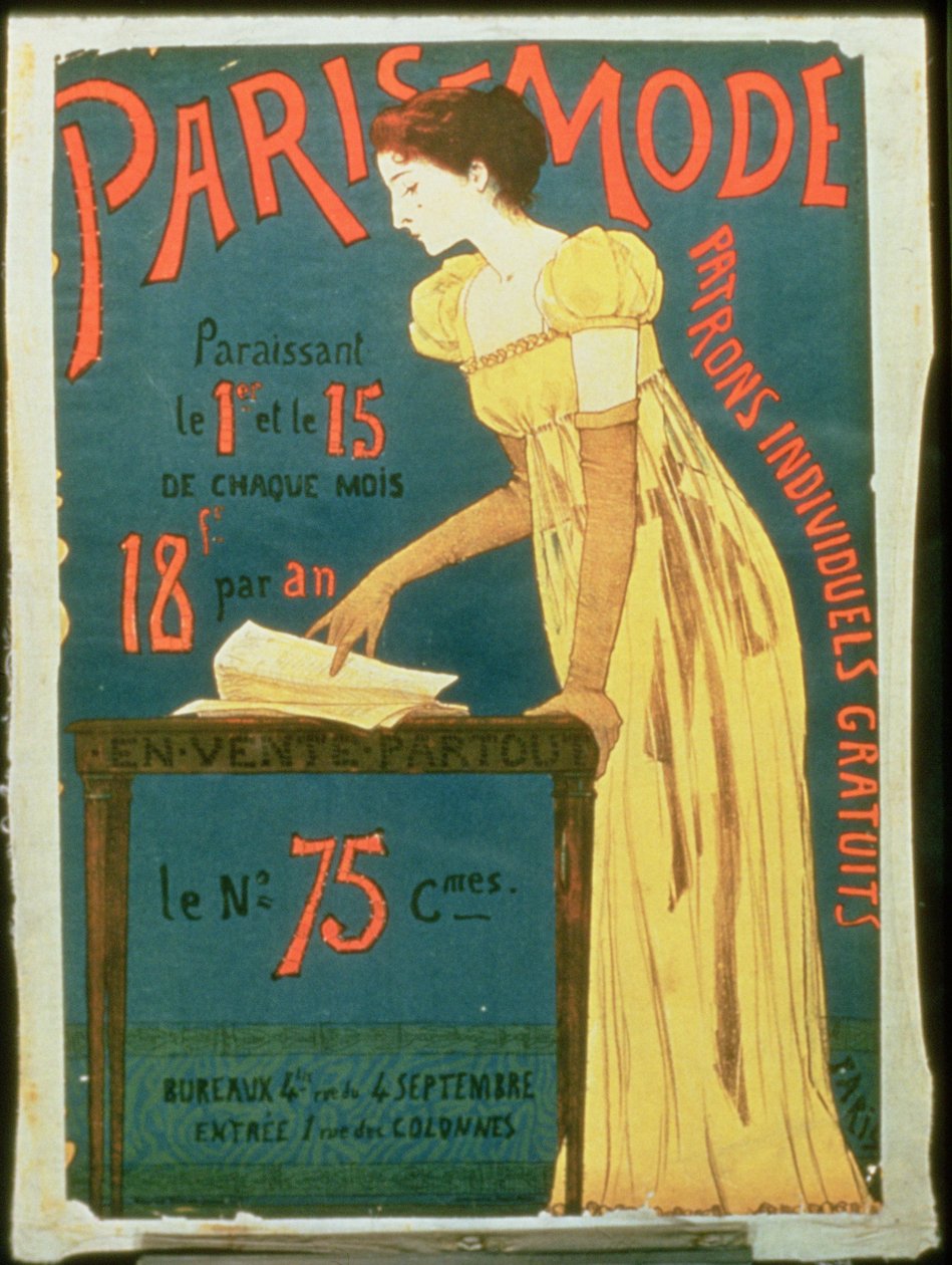 Affiche publicitaire pour les abonnements à Paris Mode Magazine - French School