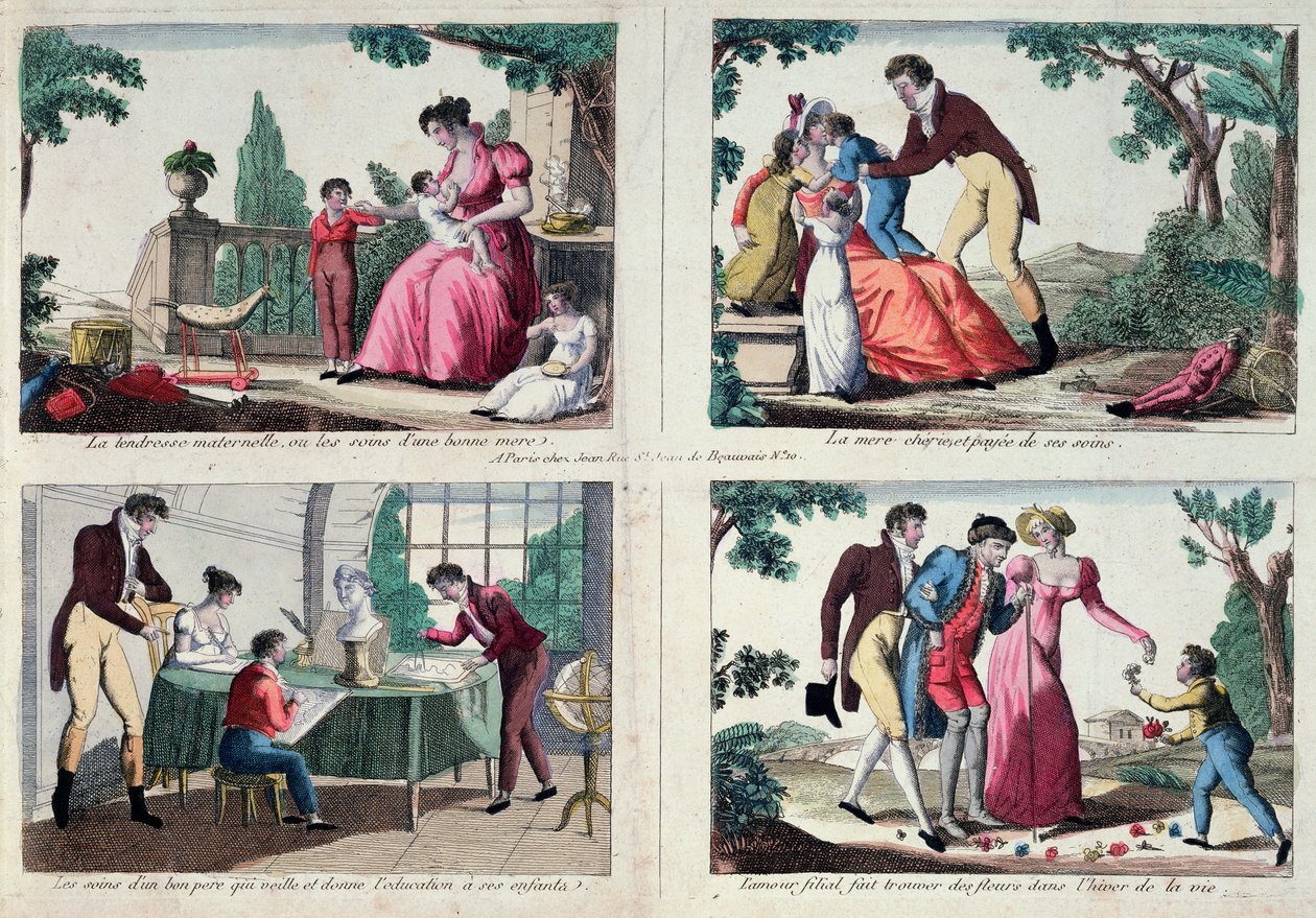 Scènes de vie familiale, début du XIXe siècle - French School