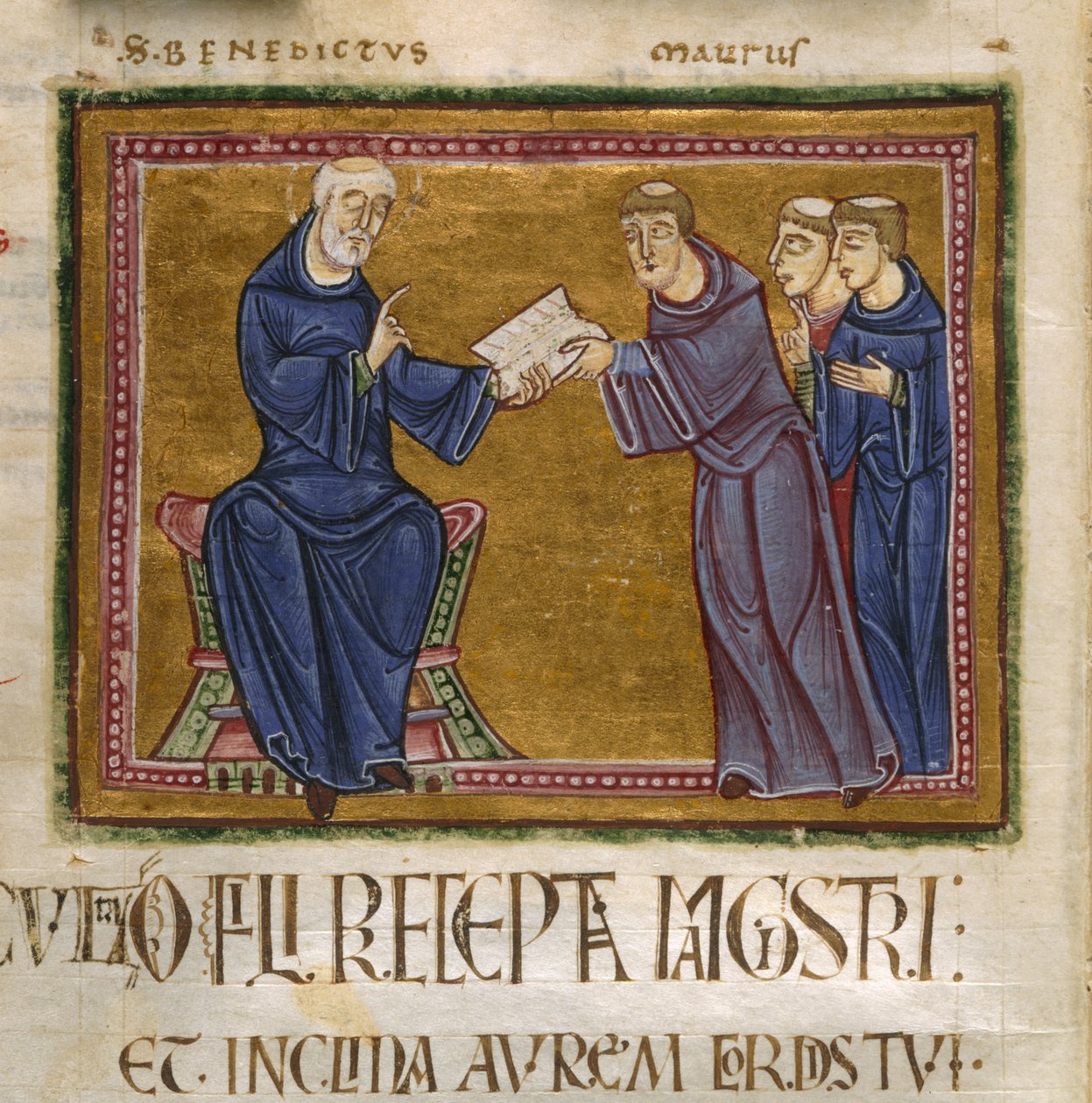 Saint Benoît délivrant sa Règle - French School