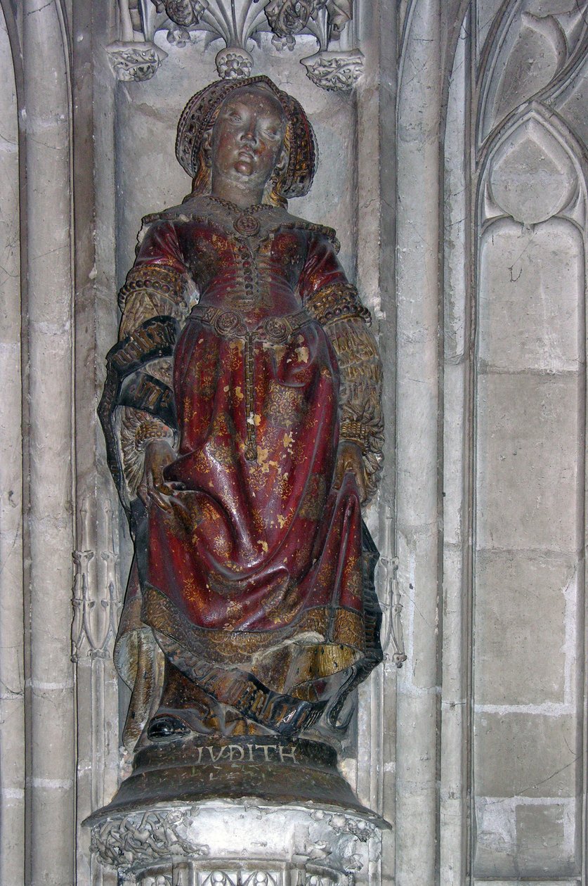 Statue de Judith (pierre polychrome) - French School