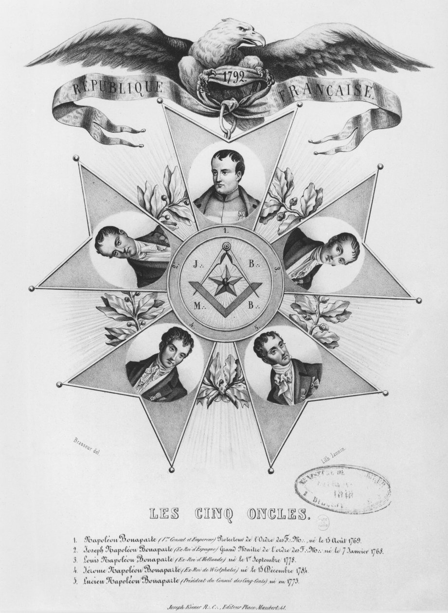Les Cinq Oncles de la Franc-maçonnerie, 1848 - French School