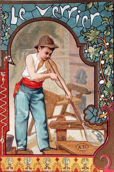 Le souffleur de verre, vers 1899 (lithographie en couleur) - French School