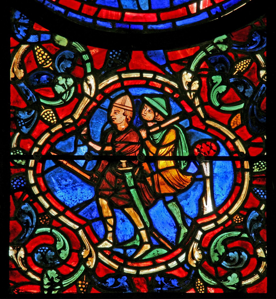 Le vitrail de Saint Martin : deux brigands - French School