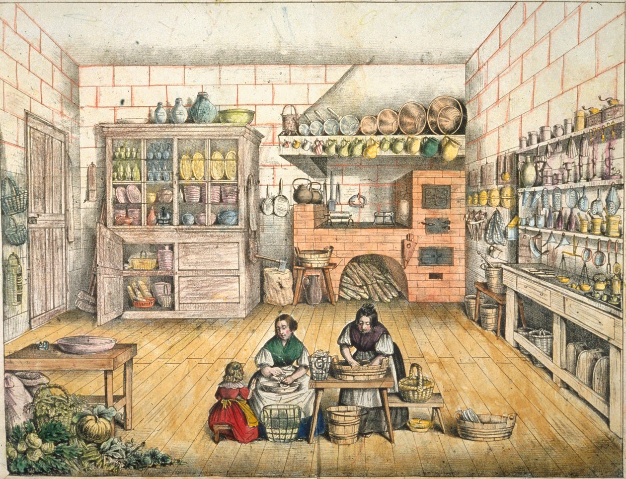 Cuisine rustique bien approvisionnée - French School