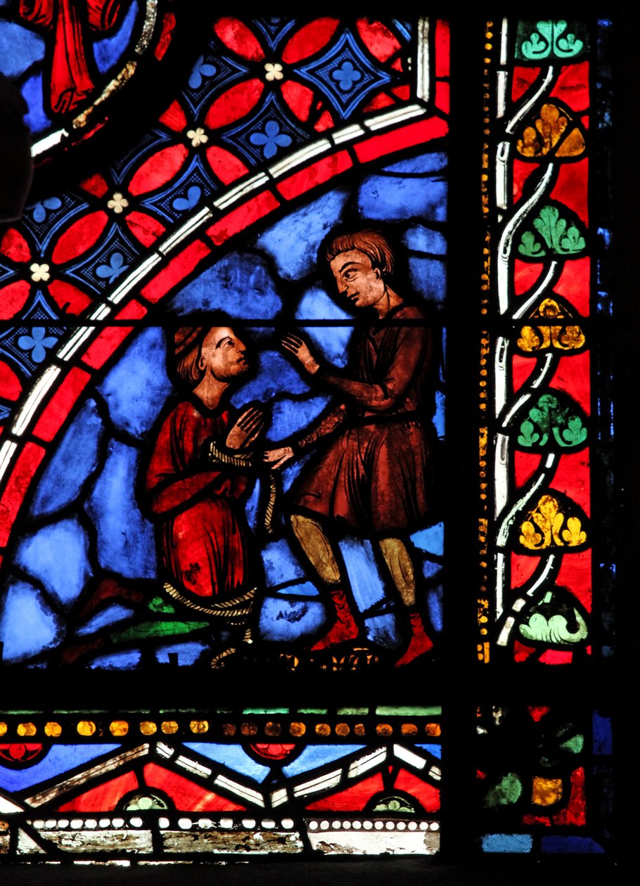 Fenêtre w05 représentant le magicien Hermogène et Philetus - French School