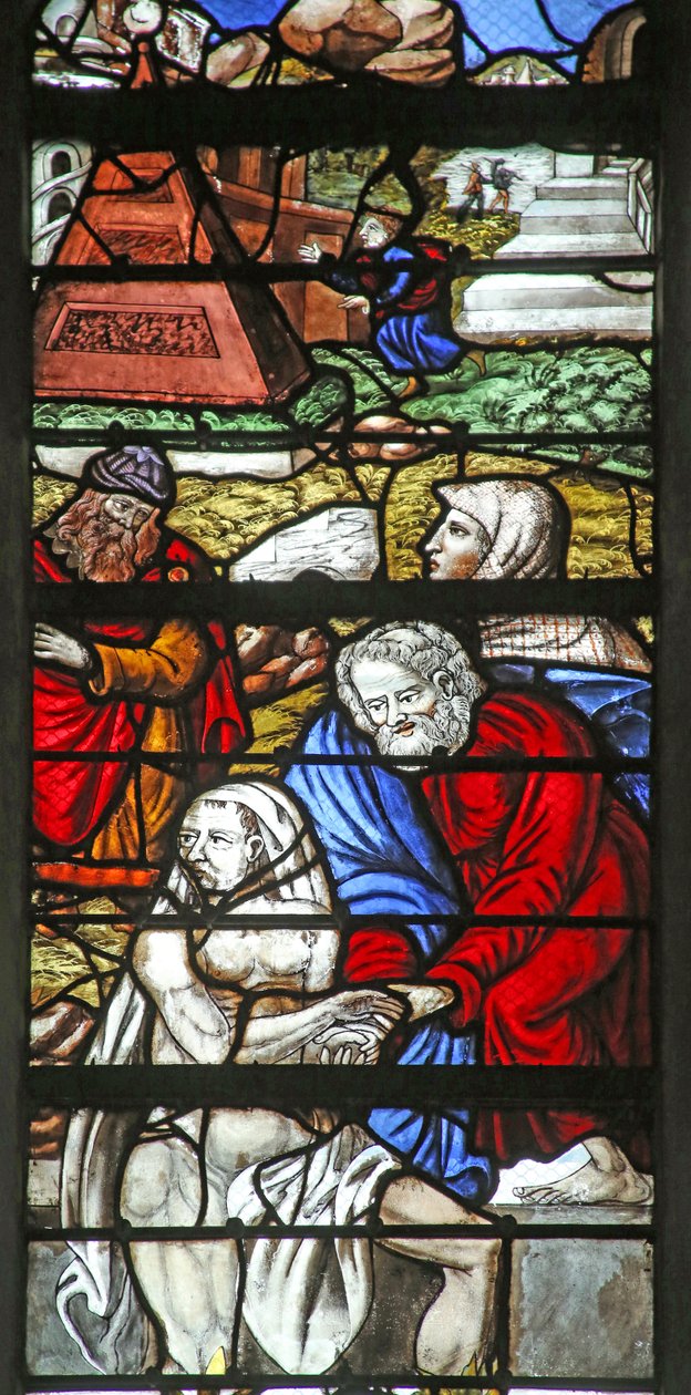 Fenêtre w10 représentant la résurrection de Lazare - French School