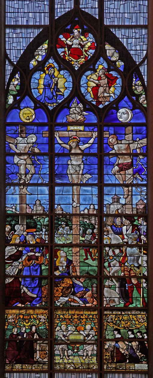 Fenêtre w11 représentant la Crucifixion - French School