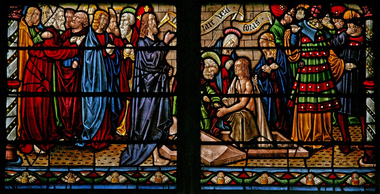 Fenêtre w6 représentant la résurrection de Lazare - French School